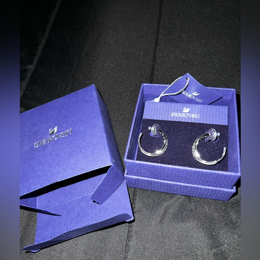 Swarovski Silver Twist hoop earrings
